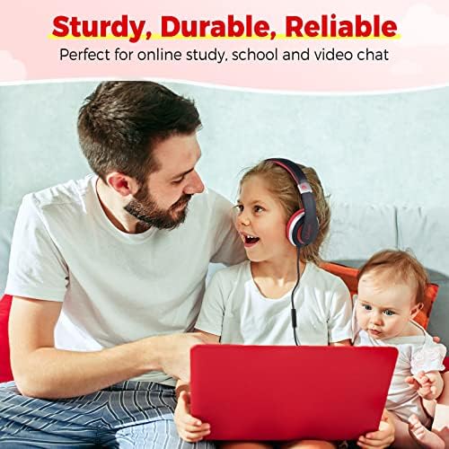 Rockpapa HS20 Kids Wired Headphones – Super Lightweight & Foldable Design with Integrated Microphone, Perfect for School, Travel & Entertainment – Compatible with Tablets & Smartphones, Stylish Black & Orange for Ages 3-15, Ideal for Learning, Play, and Hands-Free Communication