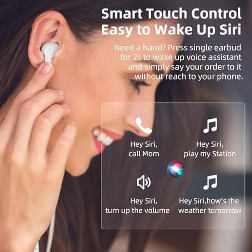 Premium Bluetooth 5.3 Wireless Earbuds for i Phone 16 & Galaxy S25 – Unmatched Noise-Canceling In-Ear Headphones with Deep Bass – Built-In Microphone for Seamless Calls – Sweatproof, Lightweight Design for Ultimate Comfort – Quick Charge Technology for Endless Audio Enjoyment