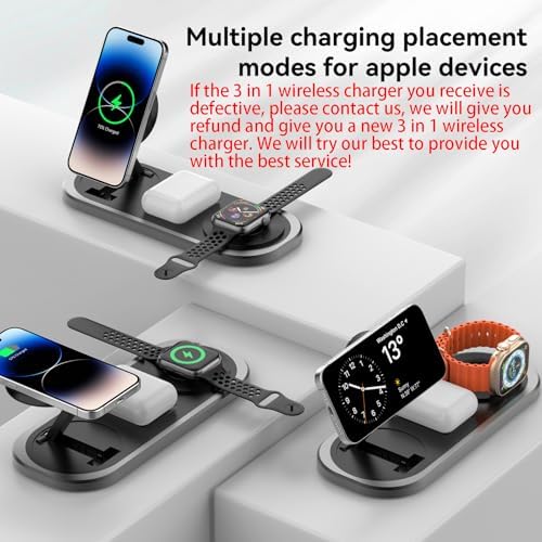 Ultimate 3-in-1 Wireless Charging Station for Apple Devices – Foldable & Portable Charger for i Phone 16/15/14/13/12 Series, Apple Watch Ultra/SE/6/5/4/3/2/1, and Air Pods Pro/2/3/4 – Fast, Efficient, and Travel-Friendly Design for Seamless Power Solutions