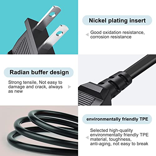 Premium 5-Foot Power Supply Cable for TCL Roku Smart LED LCD TVs – 2-Pack of Durable 2-Prong Cords, Ideal for 24 to 85-Inch Models, Perfectly Compatible with PS4, PS5, and Xbox Consoles, Elevate Your Home Entertainment Experience with Reliable Connectivity and Enhanced Flexibility