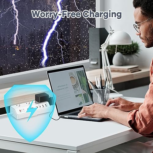 Revolutionize Your Workspace with the Ultimate Desk Clamp Power Strip USB C – Multi-Plug Charging Station Featuring 4 Outlets and 4 USB Ports, Including Rapid USB-C for Efficient Device Charging – Compact Surge Protector for Phones, Tablets, and Computers – Enhance Productivity and Declutter Your Desktop
