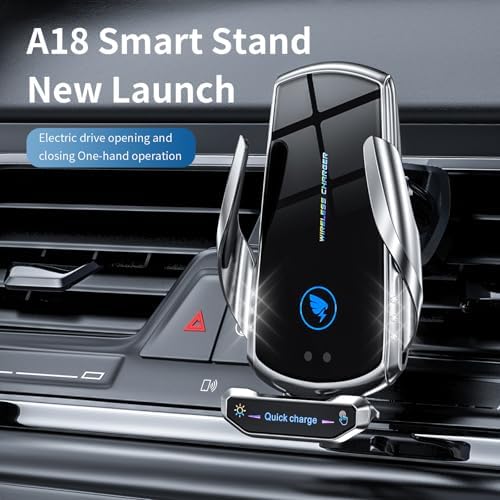 Revolutionary 15 W Fast Wireless Car Charger and Auto-Clamping Phone Holder for Android Smartphones – Sleek Black Design for Effortless Charging and Navigation While Driving – Ultimate Convenience in Automobile Accessories
