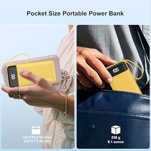 Ultimate 10000 m Ah Portable Power Bank with Built-in Charging Cable and LED Power Indicator – Travel-Ready External Battery Pack for i Phone 16/15, Samsung S22, and Android Devices – Unmatched Compatibility and Rapid Charging for On-the-Go Lifestyles