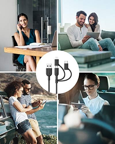 Anker Powerline II 3-in-1 Charging Cable – Lightning, Type-C & Micro USB Compatibility for Fast Charging Across i Phone, Android & More – Durable 3 ft Length, Tangle-Free Design for Home & Travel Use – Universal Device Support with Reinforced Construction