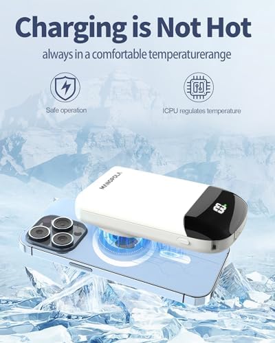 Compact 35 W Magnetic Wireless Power Bank for i Phone 16/15/14/13/12/Pro/Mini/Pro Max – 10,000 m Ah Portable Charger with Built-In Fast Charging Cable & USB-C Port – Ultimate Travel Companion for Rapid Power On-The-Go