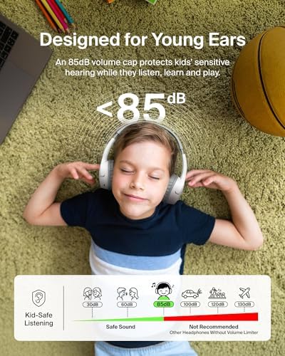 Belkin Sound Form Mini Kids Wireless Bluetooth Headphones – Safe 85 d B Volume Control, 30-Hour Playtime, Built-In Microphone – Lightweight On-Ear Style for i Phone, i Pad, Fire Tablet & More – Ideal for Learning, Entertainment & Safe Listening
