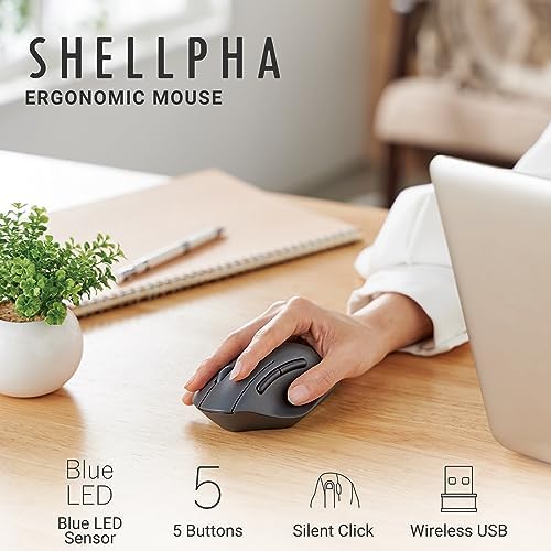 Elevate Your Productivity with the ELECOM Wireless Ergonomic Mouse – Silent Click, 2000 DPI Precision, 20-Month Battery Life, and Stylish White Design for PCs, Macs, and Laptops – Perfect for Home or Office Use