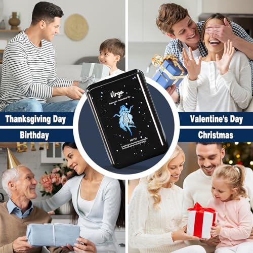 Compact 10000 m Ah Mini Power Bank – Fast Charging Portable USB-C Charger with Virgo Constellation Design for i Phone, Samsung, and Tablets – Ideal Gift for Tech Enthusiasts and Festival Celebrations – Enhanced Portability and Efficiency