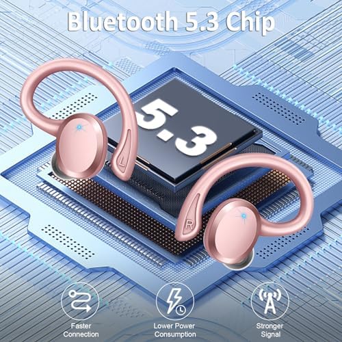 Premium Bluetooth 5.3 Wireless Earbuds – IP7 Waterproof Sport Headphones with 48-Hour Battery Life, Noise-Cancelling Mic, and 3 D Hi-Fi Stereo for Ultimate Workout Performance – Perfect for Running and Gym Enthusiasts