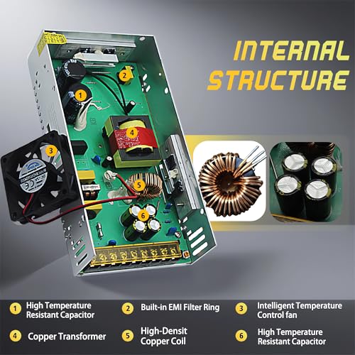 High-Performance 600 W AC to DC Power Adapter – Universal 110 V/220 V Input to Stable 12 V Output – Perfect for LED Lighting, CCTV Surveillance, and RV Power Solutions – Robust 50 A Switching Regulator for Dependable Energy Delivery and Enhanced Device Compatibility