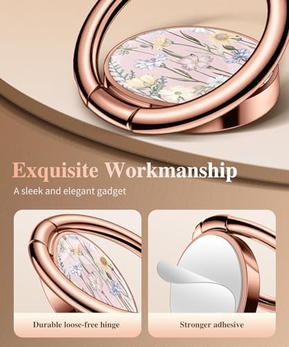 GVIEWIN Stylish Marble Phone Ring Holder with 360° Rotation for Ultimate Grip and Kickstand Functionality – Compatible with i Phone 16 Pro Max, 15 Plus, 14, 13, 12 Series & Galaxy S25/S24 Ultra – Elegant Flowing Sakura Design for Enhanced Safety and Usability