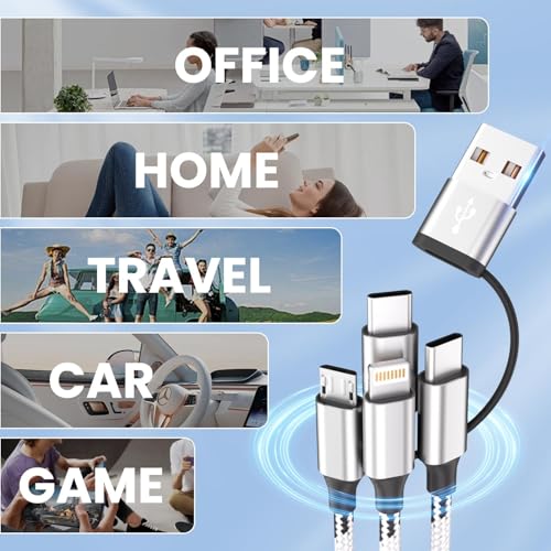 Ultimate Travel Companion: 5 ft USB C Splitter Multi Charging Cable – Dual USB A/C to 3 Type-C Ports for Fast Charging of i Phone 16/15 Series, Tablets & More – 2 Pack for Convenience and Enhanced Compatibility