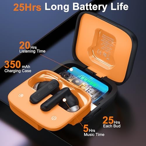 THREE PEACHES Bluetooth 5.4 Wireless Earbuds – Advanced Active Noise Cancelling In-Ear Headphones with Intuitive Touch Controls and USB Charging Case – IPX4 Waterproof Design for Ultimate Durability, Ideal for Fitness Enthusiasts, Daily Commuters, and Music Aficionados
