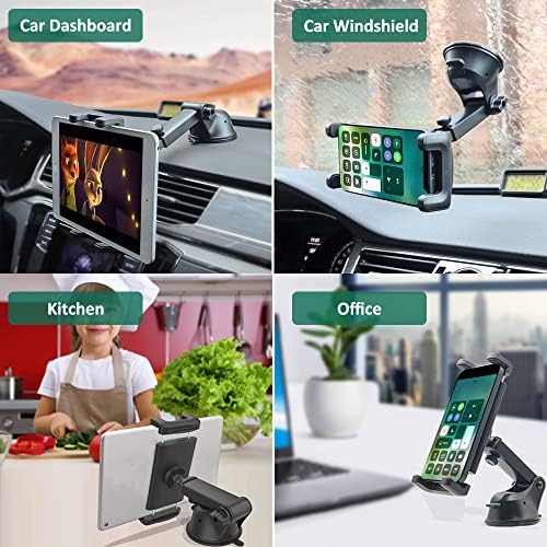 Cuxwill Universal Tablet Dashboard Mount for Cars: Versatile 4-13″ Device Holder with Robust Suction Cup for Enhanced Safety & Hands-Free Navigation – Ideal for i Pad Pro, Samsung Tab & i Phone – Optimal Visibility & Easy Installation