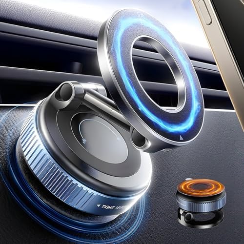 Revolutionary Magnetic Car Phone Holder for Mag Safe – 360° Adjustable Suction Cup Mount for Optimal Smartphone Positioning – Universal Compatibility for i Phone and Android – Enhance Safety and Accessibility While Driving – Perfect for Busy Lifestyles and Hands-Free Navigation
