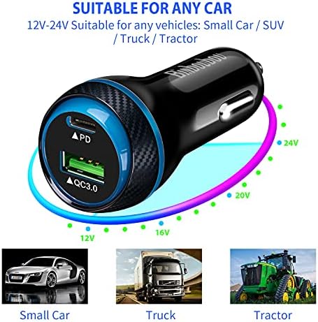 Ultra-Fast 45 W Type C Car Charger with Dual Port PD/PPS & QC Technology – Quick Charge Adapter for Samsung Galaxy S25/S24/S23, i Phone 16/15 Pro Max, and Pixel 9 – Includes 4 FT Type C Cable for Maximum Versatility and Safety on the Road