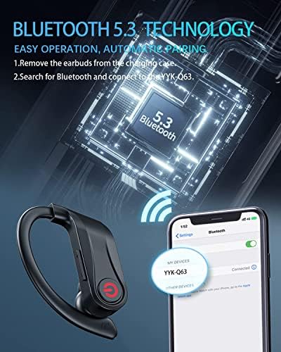 EUQQ 120-Hour Ultra-Durable Waterproof Bluetooth Earbuds – Ergonomic Over-Ear Sports Headphones with Advanced Bluetooth 5.3 for Seamless Connectivity, LED Battery Indicator, and Superior Noise Isolation for Active Lifestyles