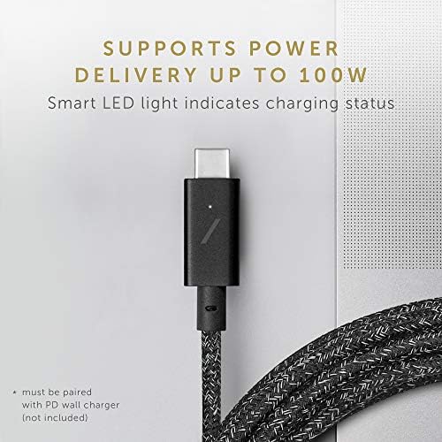 Native Union Type-C Belt Cable Pro – 8 ft Durable USB-C to USB-C Charging Cable with Leather Strap for i Phone 16, Mac Book Pro M2 – 240 W Fast Charge & Data Transfer Solution, Enhanced Resilience for Home & Office Use