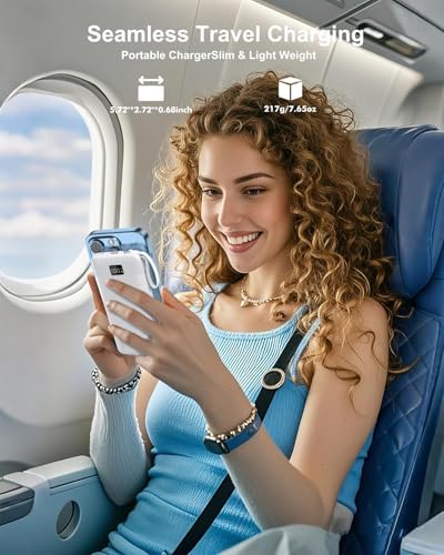 Revolutionize Your Charging Experience with ANOUV 10,000 m Ah Portable Power Bank – Built-in Cables & AC Plug for Fast, On-the-Go USB-C Charging, Compatible with i Phones and All Smart Devices – LED Display for Real-Time Battery Monitoring – The Ultimate Travel Essential for Efficiency and Convenience