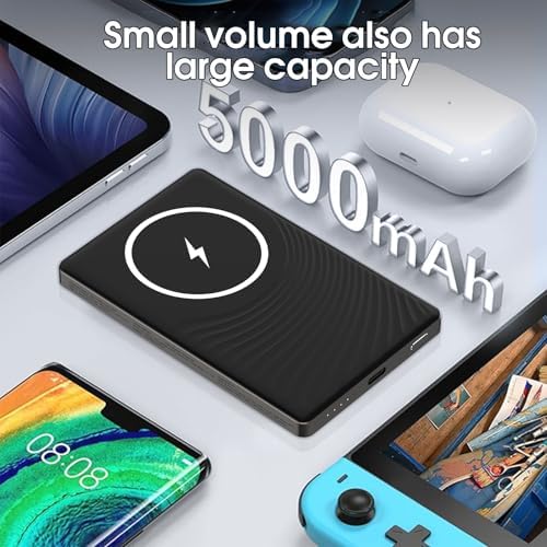Dbasne 5,000 m Ah Magnetic Slim Wireless Power Bank – Ultra-Fast 15 W Charging for i Phone 16/15 Series with PD 20 W USB-C Input/Output – Pocket-Sized Design for On-the-Go Convenience and Enhanced Device Safety