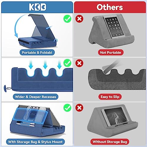 Revolutionize Your Tablet Experience with the KDD Foldable Pillow Holder – Ergonomic Lap & Bed Stand for i Pad Pro, Galaxy Tab, and E-Readers – Ultimate Comfort with Built-In Accessory Pocket & Stylus Mount – Lightweight, Durable Design for Effortless Portability and Posture Improvement