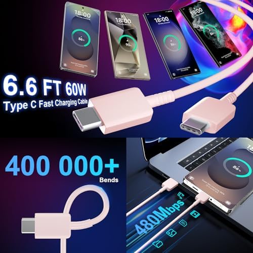 25 W Ultra-Fast Samsung Charger with 6.6 FT USB-C Cable | Rapid Charging Solution for Galaxy S25/S24/S23/S22/S21/Note Series | High-Speed Performance & Safety Features for On-the-Go Users | Ideal for Travel & Everyday Use | Boost Your Device’s Battery Life Effortlessly