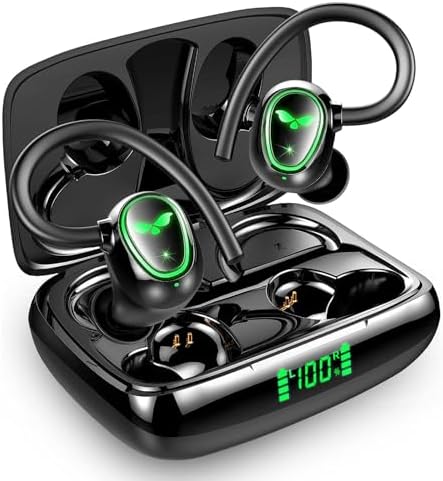 Revolutionary Bluetooth Sports Earbuds – 60-Hour Ultra-Long Battery Life, IPX6 Waterproof Protection, Cutting-Edge Noise-Cancellation Technology, Ergonomically Designed for Comfort, Built-in Microphone for Hands-Free Communication, LED Battery Indicator for Easy Monitoring – Perfect for Fitness Enthusiasts, Outdoor Adventures, and Everyday Use