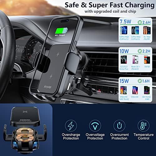 Ultimate Fast Wireless Car Charger Mount – Advanced Auto Alignment Smartphone Holder for i Phone 16/15/14/13/12/Pro Max & Samsung Galaxy – Dual Coil Rapid Charging Solution for Dashboard & Windshield Use – Premium Safety Features for Secure Power on the Road