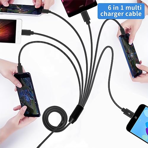 Poyiccot 6-in-1 USB A to USB C Splitter Cable – Multi-Device Charging & Data Sync Cord, 5 ft Length for Enhanced Performance with USB Type-C Phones and Tablets – Fast, Reliable, and Versatile USB 2.0 Accessory for Home, Office, and Travel