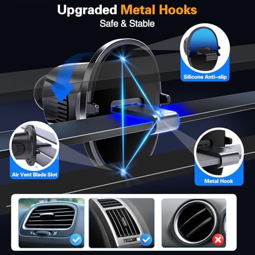 Volport Advanced Magnetic Phone Mount for Automotive Use – Heavy-Duty Vent & Dashboard Holder Compatible with Mercedes Benz and Mini Cooper – Securely Stabilizes i Phone, Samsung Devices & Tablets with Superior Magnet Technology – Effortless Installation for Safe, Hands-Free Navigation and Entertainment