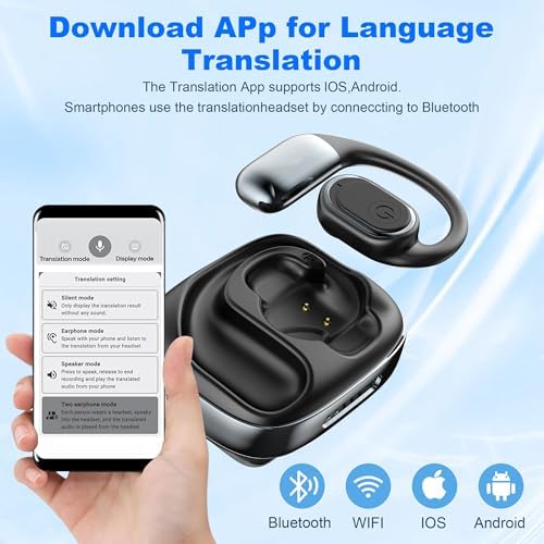 AI-Powered 144-Language Bluetooth Earbuds: Advanced Noise-Canceling Headphones for Effortless Communication in Any Setting, Ideal for i OS & Android Users, Waterproof Design for Enhanced Durability and Comfort During Travel
