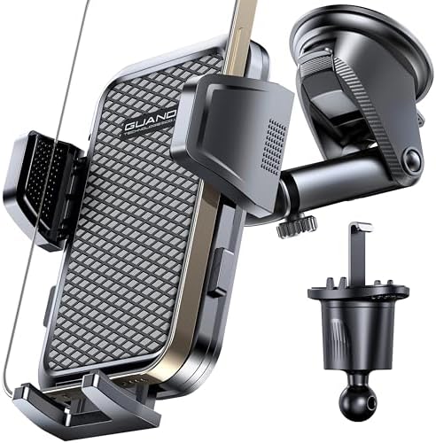 Ultimate Adjustable Windshield Phone Mount for Cars – Military-Grade Suction Cup Holder with Vent Hook, 360° Rotatable Design, Non-Slip Silicone Carbon Fiber for All Smartphone Models – Enhance Your Driving Safety & Hands-Free Convenience