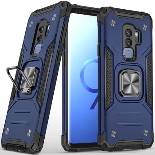 Rugged Military-Grade Shockproof Case for Samsung Galaxy S9 Plus – Red Armor with Built-in Kickstand and Magnetic Car Mount for Ultimate Protection and Style – Perfect for Active Lifestyles