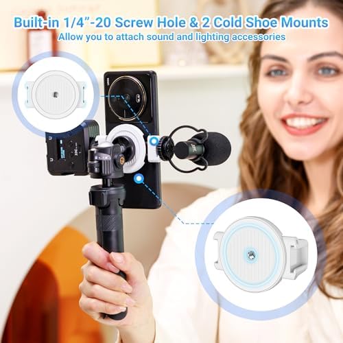 Versatile Magnetic Phone Clamp Holder for Effortless Mounting on Metal Surfaces – Mag Safe-Compatible Smartphone Tripod Adapter with Dual Cold Shoe Mounts and 1/4″ Screw for i Phone, Samsung Galaxy, Google Pixel – Ideal for Gym, Travel, and Photography