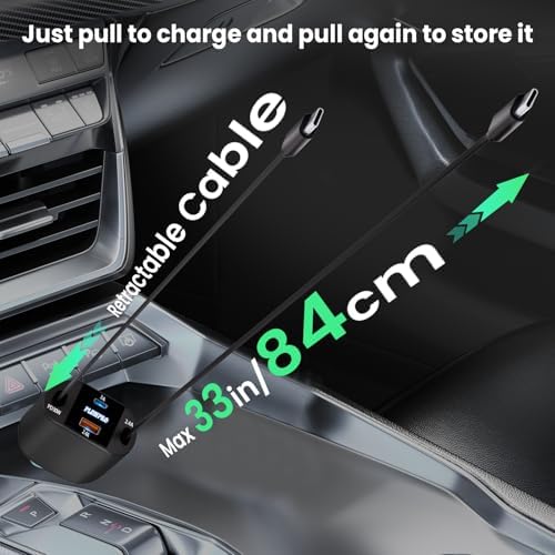 Experience Ultimate Power on the Road: PLDHPRO 80 W Retractable Car Charger – 4-in-1 Fast Charging Adapter with Dual Type-C Cables for i Phone 16, i Pad, and Samsung – Essential Vehicle Accessory for Efficient Charging and Easy Storage – Perfect Gift for Tech Enthusiasts and Travelers