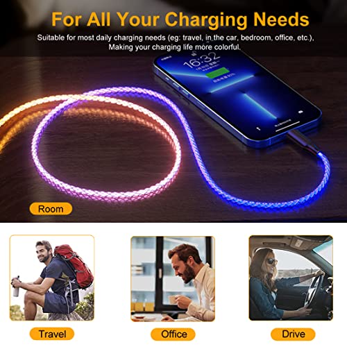 Illuminate Your Charging Experience with the MFi Certified 4.9 ft RGB Lightning Cable – Fast Charging & High-Speed Data Sync for i Phone 14, 13, 12, 11 Pro Max, XR, XS, X, 8, 7, 6 Plus & i Pad – Stylish Durability Meets Enhanced Compatibility