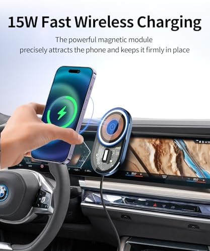 Wireless Charging car Phone Holder for 2023 2024 2025 BMW 7 Series/i7 Accessories 14.9-inch Screen Fixed Clip,360° Rotation car Phone Mount Compatible with MagSafe – Enhanced Compatibility and Speed