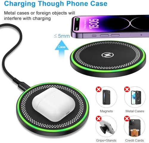 Ultra-Fast 15 W Wireless Charging Pad for Samsung S25 Ultra & Google Pixel – Sleek Fast Charge Station for Galaxy S25/S24 FE/S23/S22/S21/S20/S10/Z Flip 6/5 – Optimal Efficiency & Modern Design for Home or Office Use