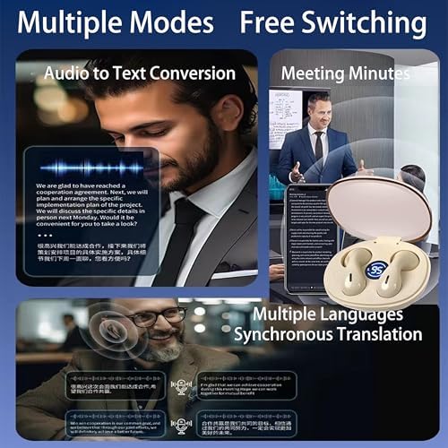 Revolutionary AI Translator Earbuds for Effortless Global Communication – Real-Time Two-Way Language Translation in 144 Languages, Bluetooth Connectivity, and Waterproof Design Perfect for Adventurers and Professionals (Chic White Finish)