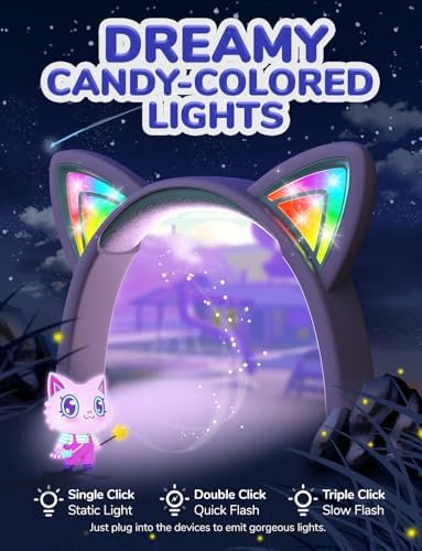 Colorful LED Cat Headphones for Kids – Safe 85 d B Volume Limit, USB-C Compatible, Perfect for Travel & Learning, Premium Stereo Sound for Tablets & i Pads, Durable & Stylish Design