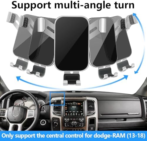 Dodge RAM 2013-2018 Premium Car Phone Holder: Enhanced Stability & Charging Cradle for 1500, 2500, 3500 Models – Ultimate Mobile Accessory for Safe Navigation & Hands-Free Communication