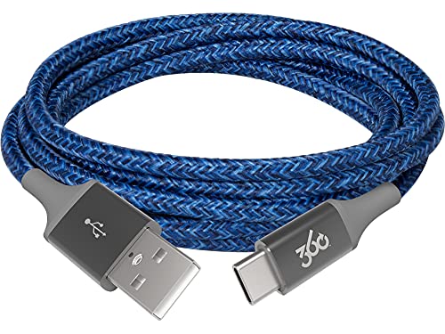 Premium 4 ft Braided USB-C to USB-A Charging Cable by 360 Electrical Habitat | Fast Charging Cord for Phones, Tablets & Laptops | Durable Tangle-Free Design in Navy | Enhanced Compatibility for Seamless Power-Up Experience