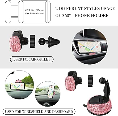 Transform Your Vehicle with Tallew’s 20-Piece Bling Car Accessories Set for Women – Stylish Rhinestone Car Decor, Hands-Free Phone Holder, Rapid Dual USB Charger, Practical Glasses Holders, Chic Pink Interior Essentials for Glamorous Driving Experience