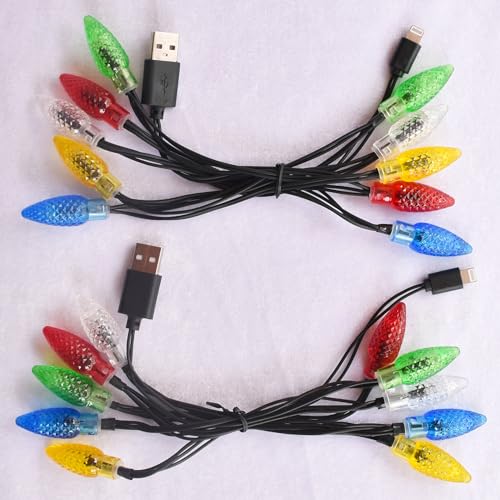 Festive LED Holiday Charging Cables – MACLARONX 2 Pack USB-A to Type-C 55″ Charger with 10 Decorative Bulbs for Fast Charging Compatibility with Samsung and Android Devices – Perfect for Christmas Decor and Efficient Power Solutions