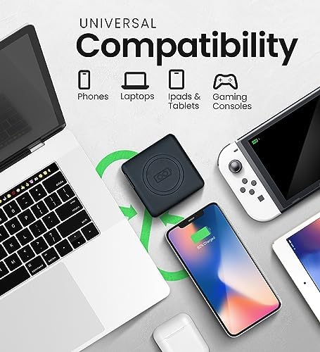 Infina Core P3 8000 m Ah Portable Power Bank: Ultra-Fast 18 W USB-C Charger with 4-in-1 Functionality, Qi Wireless Compatibility, and Travel-Ready Foldable Plug for Effortless Device Charging on the Go