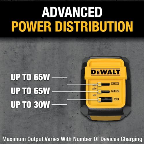 DEWALT 49.5 W Heavy-Duty USB-C and Dual USB Wall Charger Block – Compact Fast Charging Adapter for i Phone 16/15/14, Galaxy, Pixel 4/3 & i Pad – Durable Foldable Design for Ultimate Portability and Versatile Device Compatibility