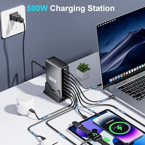 High-Powered 440 W Ga N 8-Port USB-C Charging Hub – Dual PD & PPS Fast Charger for Mac Book Pro/Air, i Phone 16/15/14/13/Pro Max – Compact, Durable Solution for Home, Office & Travel Efficiency