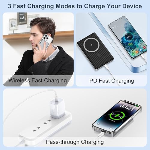 Magnetic Wireless Power Bank 10000 m Ah – Fast Charging Portable Charger for Samsung Galaxy S25/S24/S23/S22/S21 & Google Pixel 9 Pro/8/8 a – 20 W USB-C Battery Pack with Enhanced Magnetic Alignment for Hassle-Free Charging Anytime, Anywhere