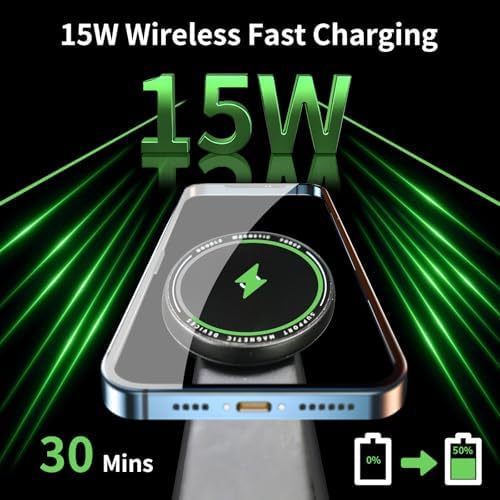 Mag Safe Car Mount Charger – 15 W Fast Wireless Charger with 360° Rotation for Secure Smartphone Holding – Universal Compatibility for i Phone & All Smartphones – Optimal Viewing and Quick Charging for Safe Driving