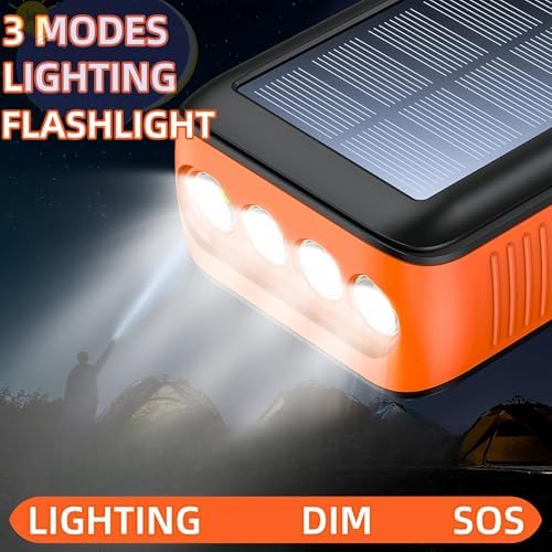 Ultimate Solar Power Bank 63200 m Ah – High-Capacity Portable Charger with Hand Crank, Dual Outputs, and 4 LED Flashlight Modes for Camping, Travel, and Emergency Use – Durable, Waterproof, and Fast Charging Compatible with All Devices